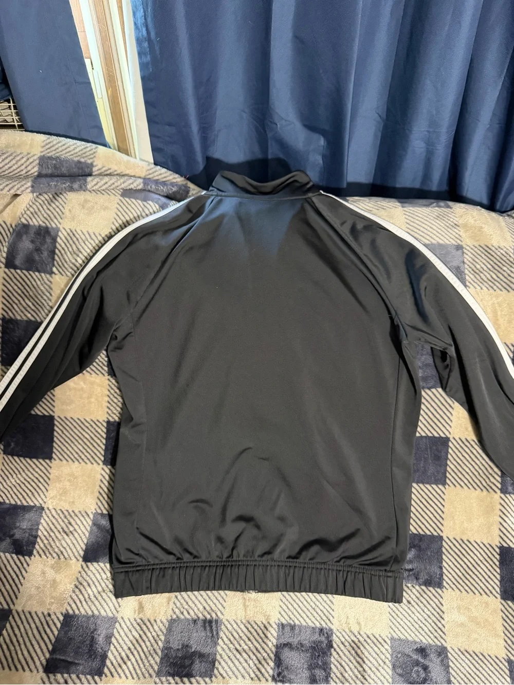 adidas Youth Black Track Jacket with White Stripes